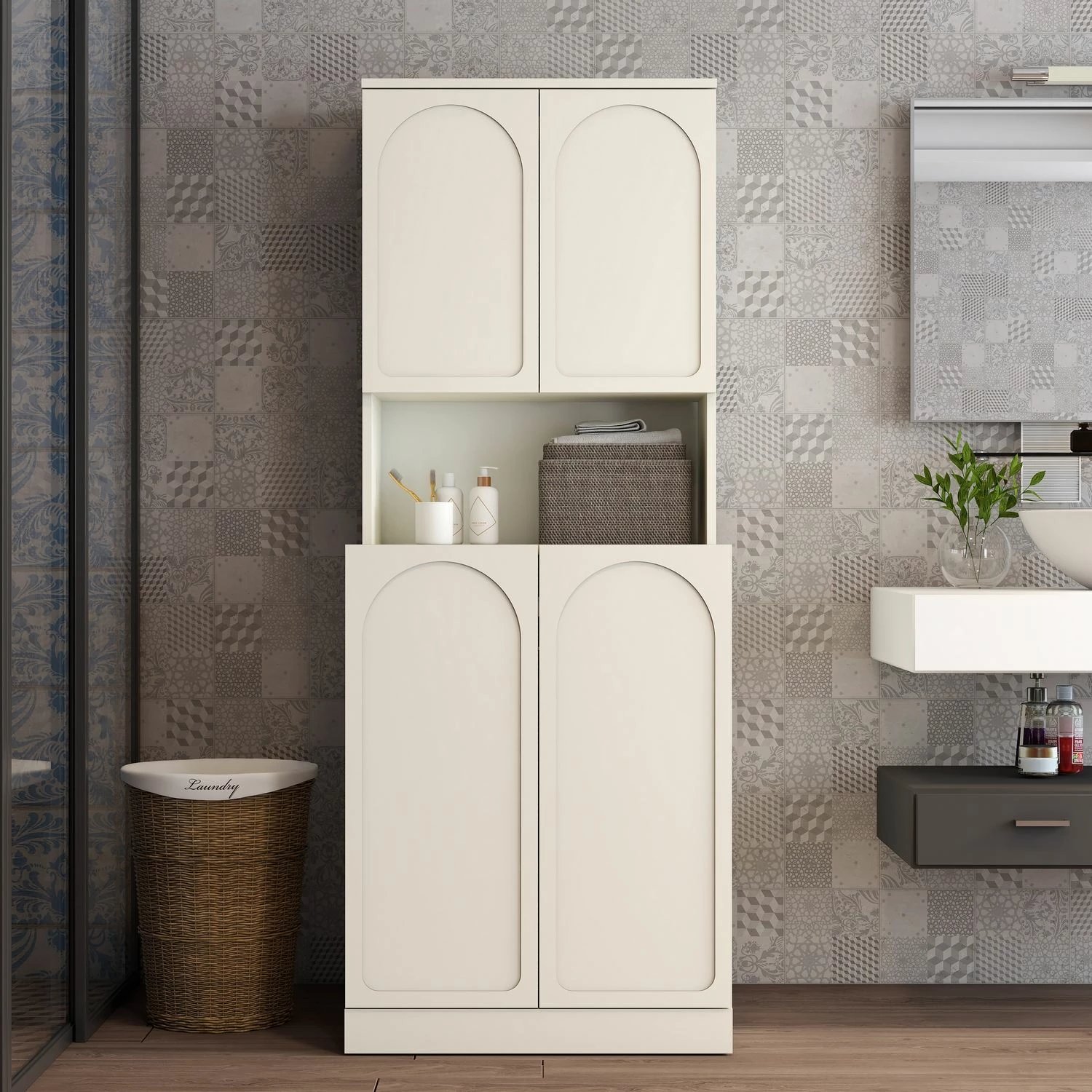 Dollap për lavatriçe, krem, Skye Decor Lyon 73