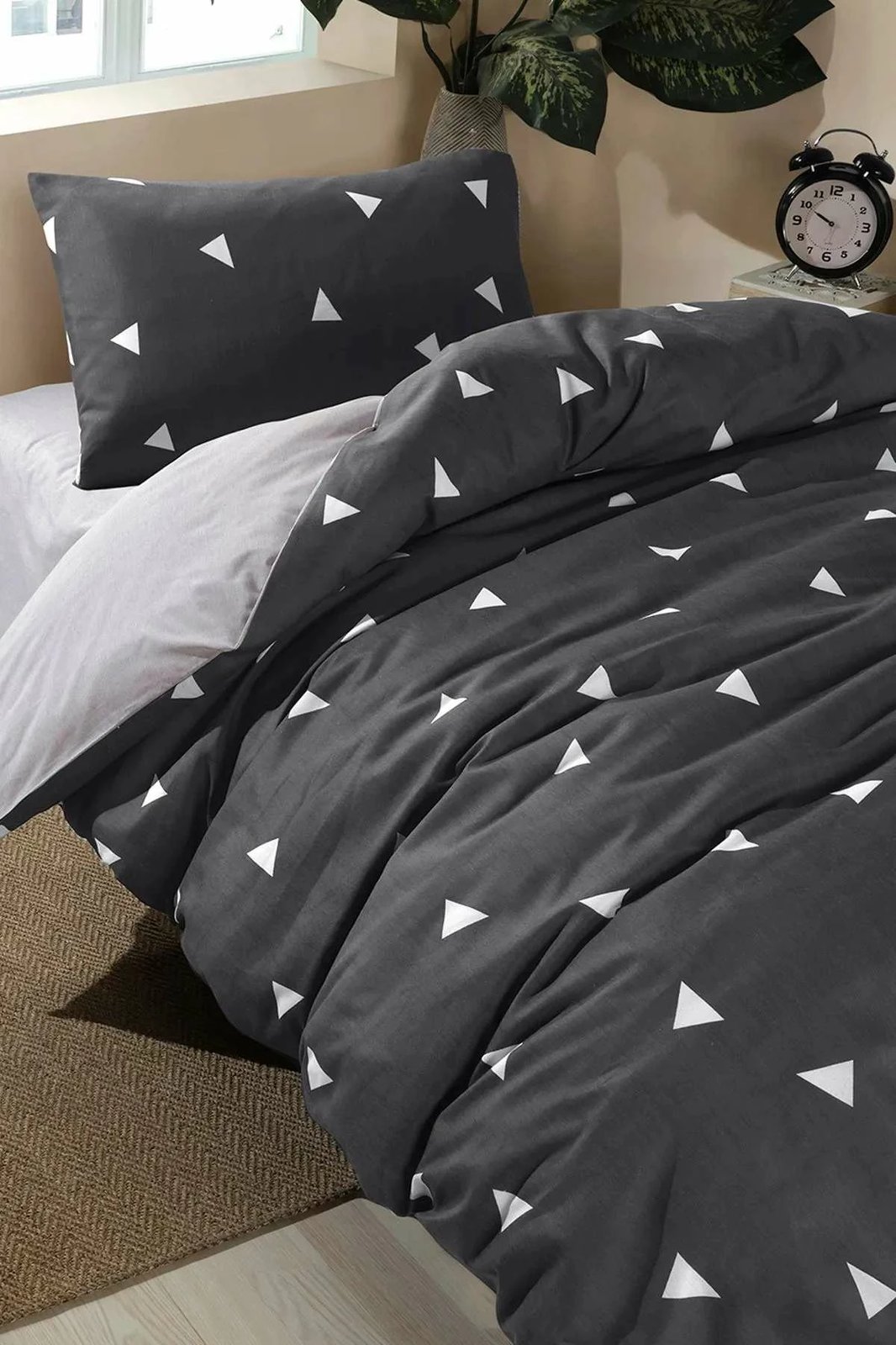 Set mbulesë për jorgan, njësh, model gjeometrik, ngjyrë gri, L'essentiel