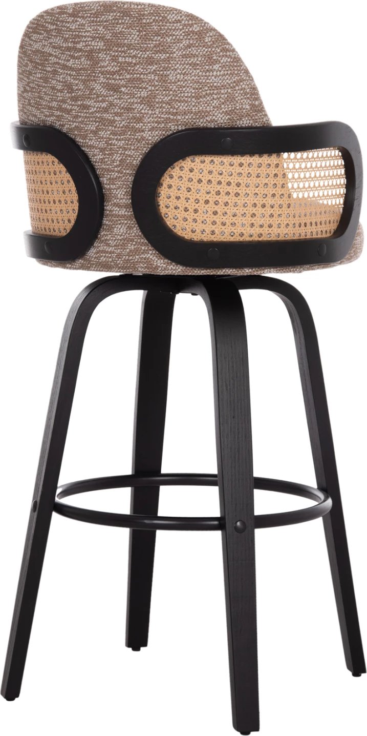 Karrige për bar rrotulluese BECKER, dru i zi, stof kafe, set 2 copë, FH18251.03, 50x52x100cm