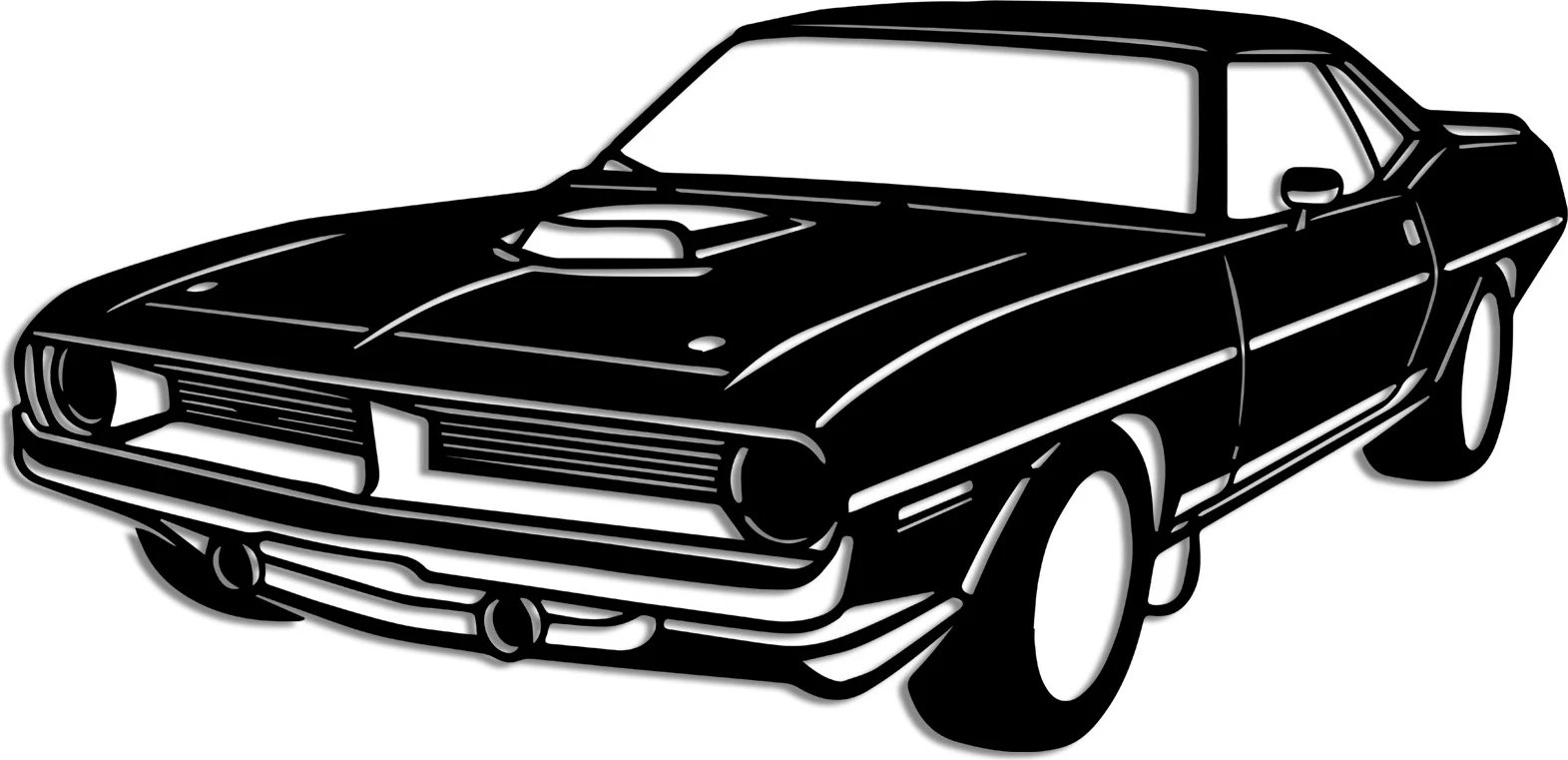 Aksesor dekorativ metalik për mur, Wallity, Plymouth Barracuda 1970