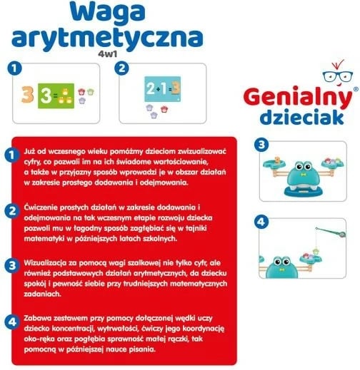 Lodër edukative ASKATO Waga Arytmetyczna 4-në-1 me magnetë, për fëmijë, shumëngjyrëshe, set