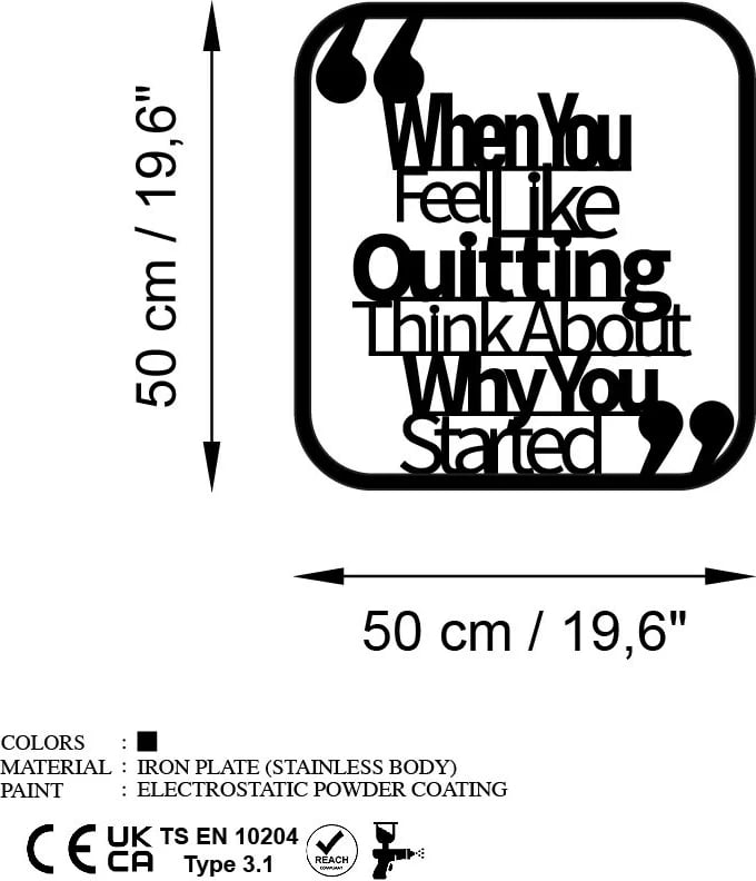 Aksesor dekorativ metalik për mur, Wallity, Quitting Think