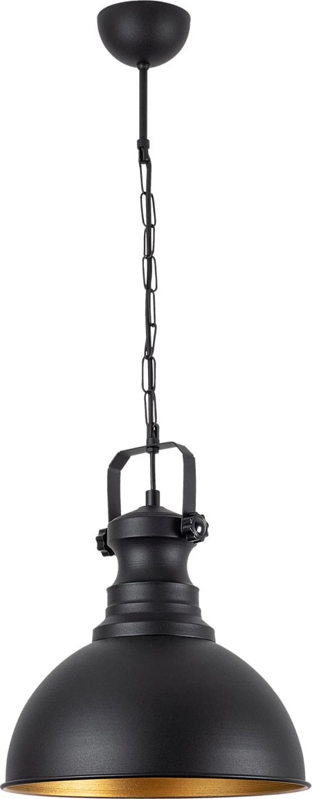 Llambë tavani moderne, Opviq Sağlam 3710-1, metal i zi, kapak druri Llambë tavani moderne, Opviq Sağlam 3710-1, metal i zi, kapak druri