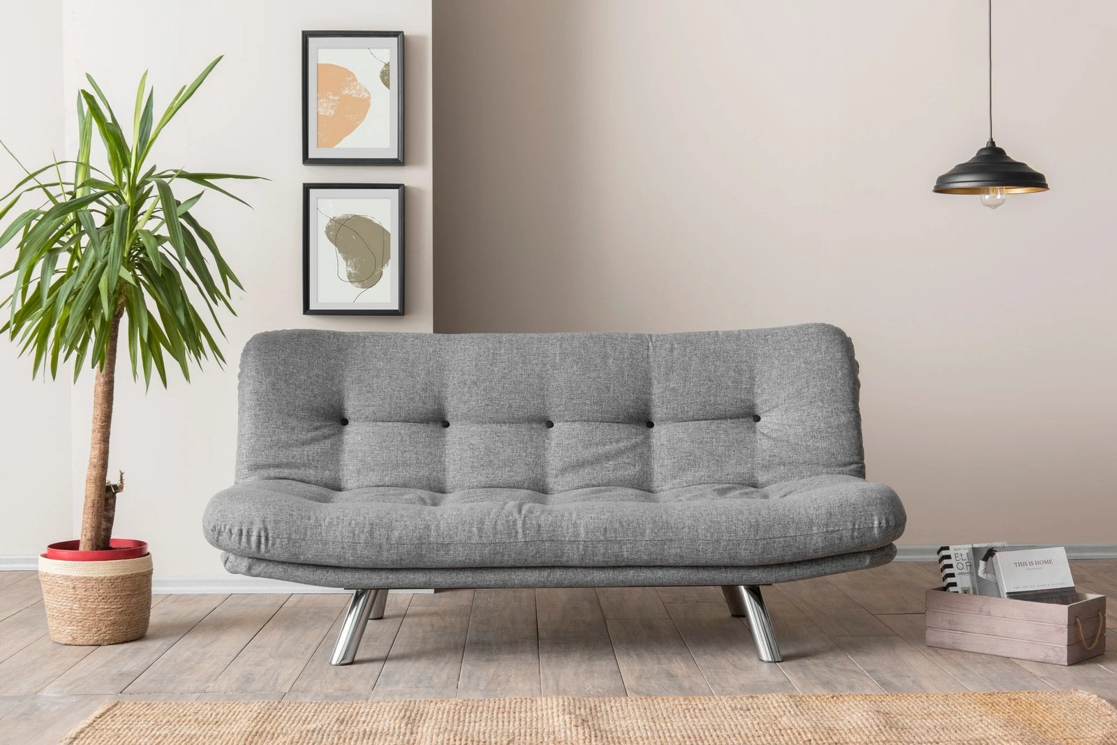Krevat-sofa treshe, Atelier del Sofa, Misa Small, ngjyrë gri e çelët