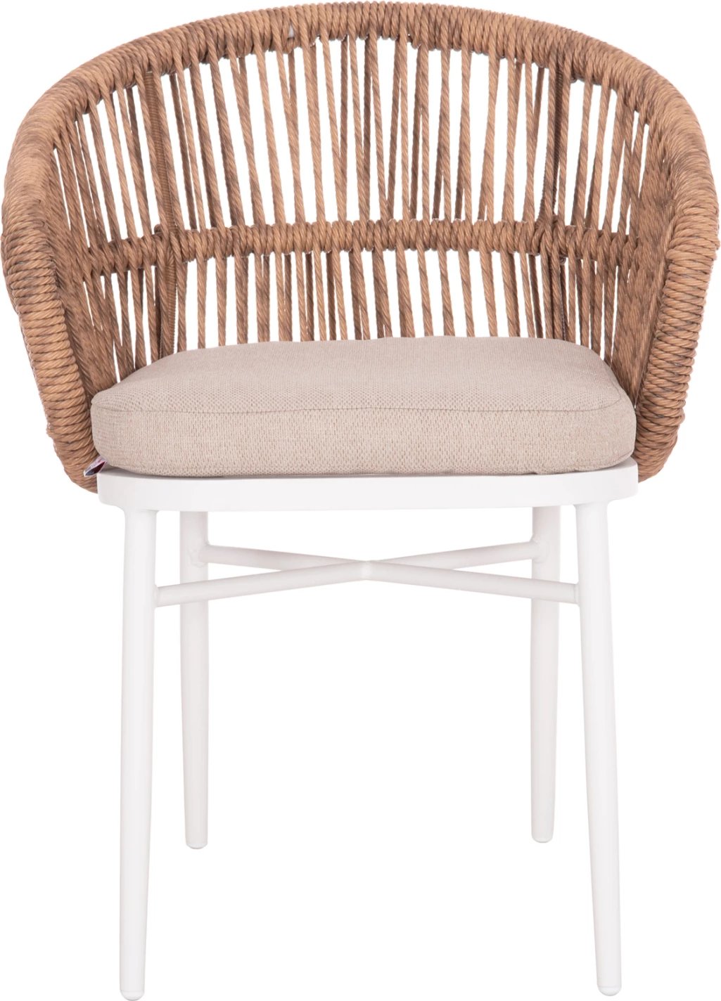 Karrige alumini ALABAMA FH6265.02 ngjyrë e bardhë-P.E. Rattan natyral-jastëk bezhë 58x61x75Hcm