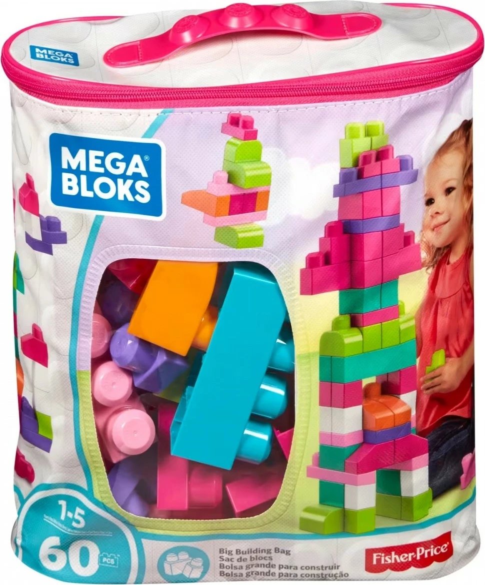 Set blloqe ndërtimi Mega Bloks First Builders, 60 copë, rozë