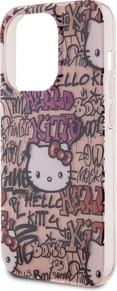 Mbështjellës Hello Kitty IML Tags Graffiti për iPhone 13 Pro/13, Rozë