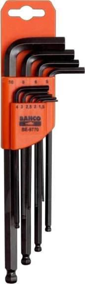 Set çelësash Allen BAHCO BE-9770, të gjatë, me kokë top, 1.5-10 mm, të zinj