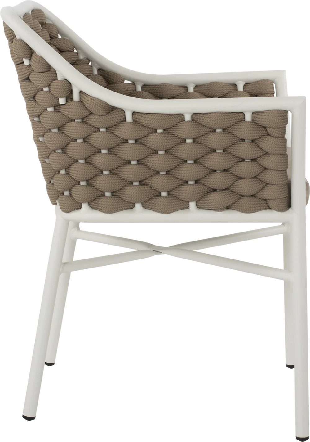 Karrige alumini FH5858.02 e bardhë me litar bezhë 56x58x76Hcm