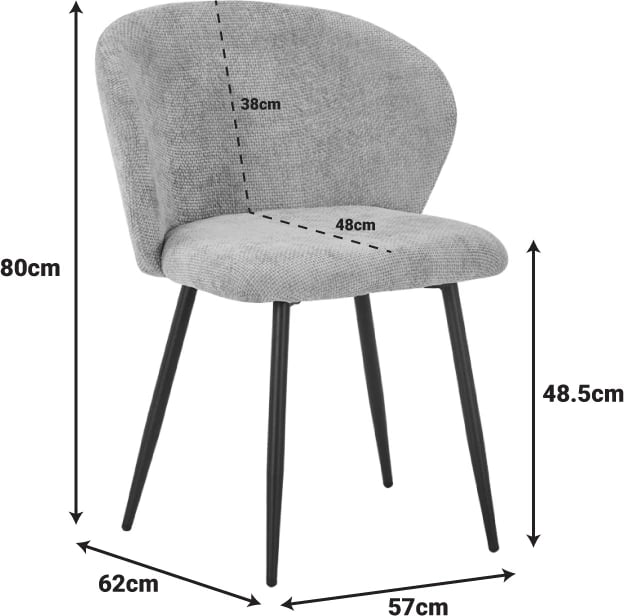 Karrige Karg, set prej 2 copë, stof deveje, këmbë metalike të zeza, 57x62x80cm