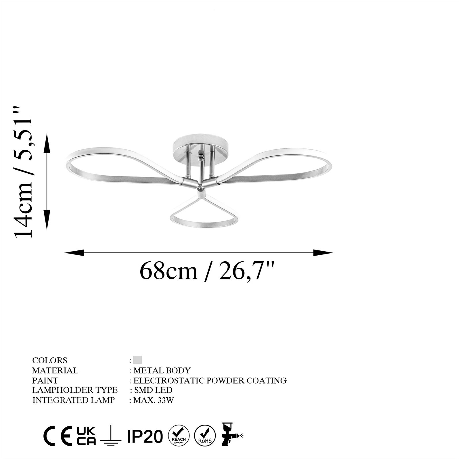 Llambadar Opviq, Damla - 13544, krom