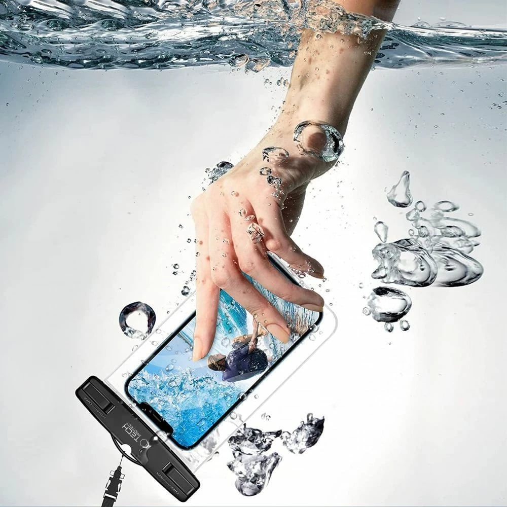 Mbështjellës universal i papërshkueshëm nga uji për celular Tech-Protect UWC7, deri 6.9", i zi