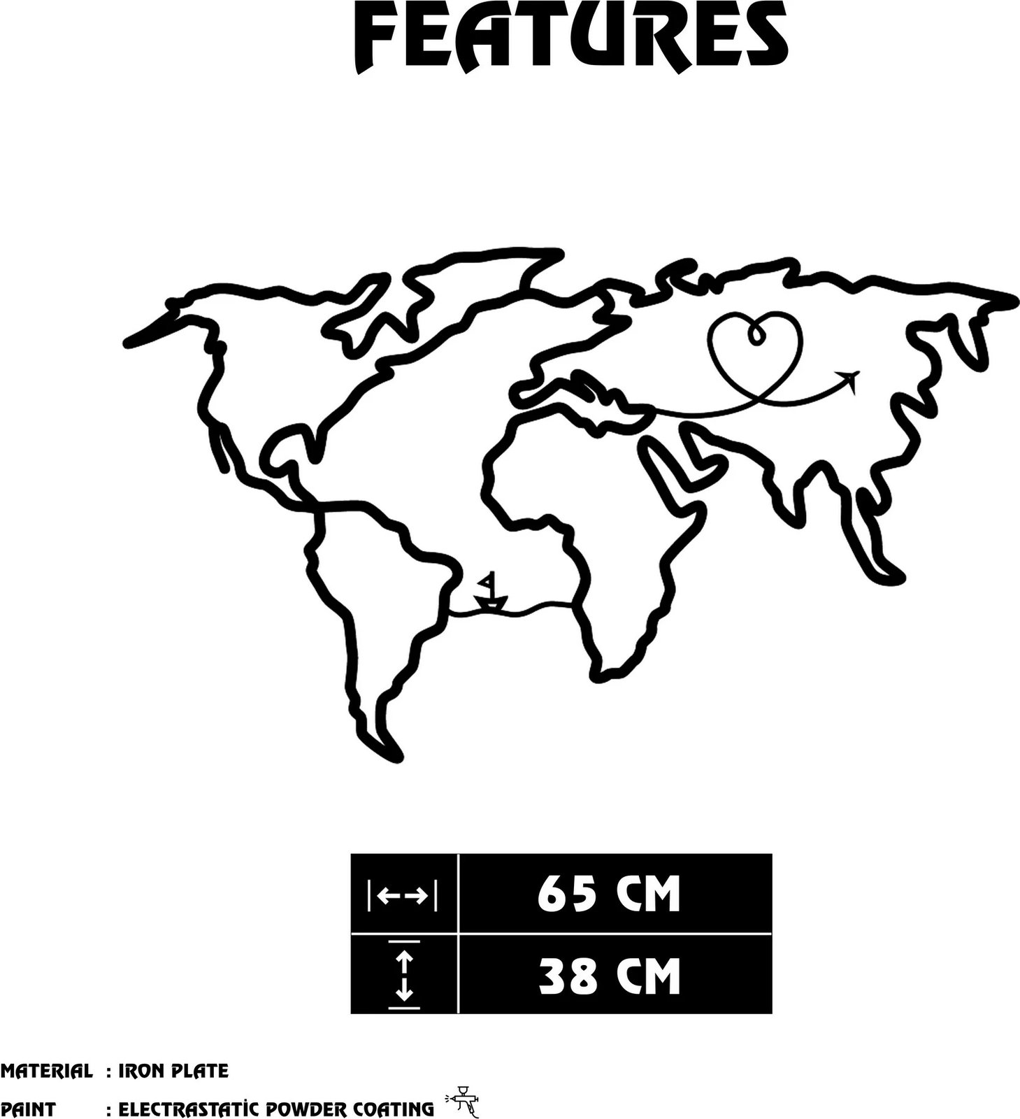 Aksesor dekorativ metalik për mur Wallity, Stella