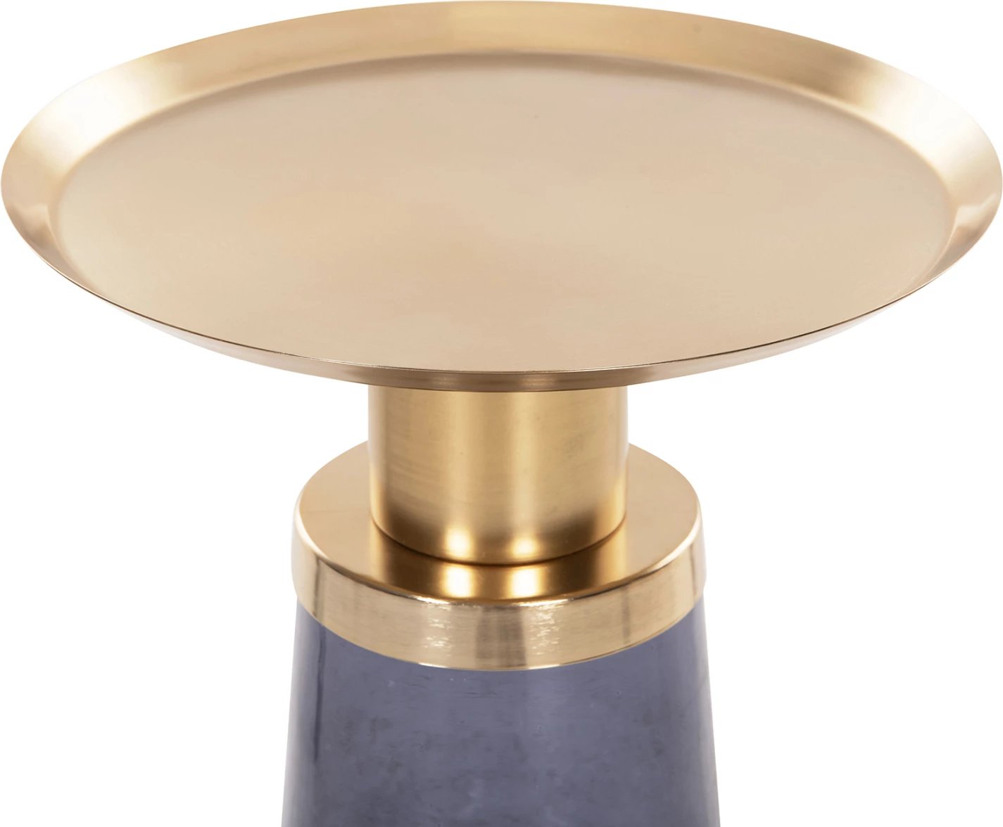 Tavolinë anësore BALLIN FH9725, xham blu-metal në ar Φ37,5x49,5H cm