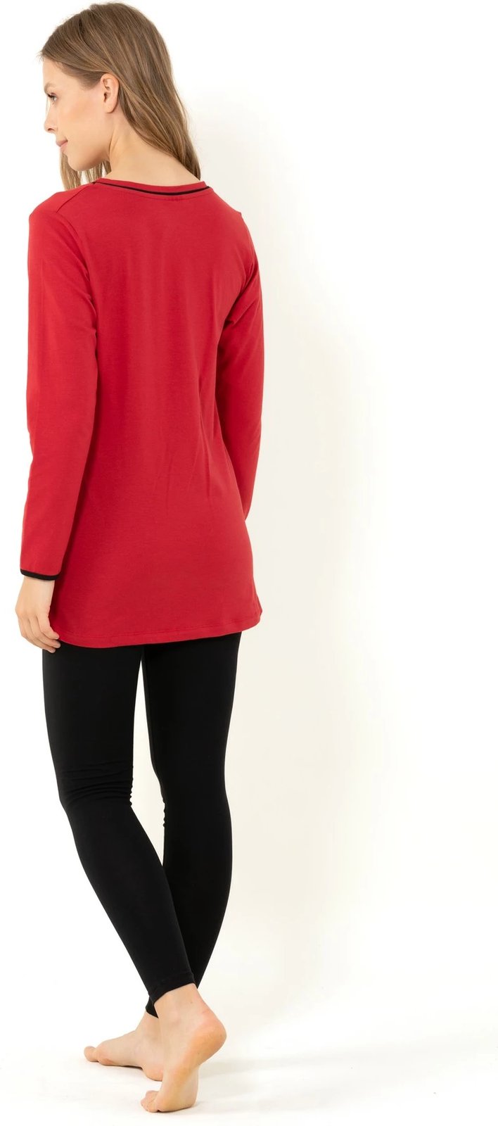 Set pizhamash për gra, ngjyrë e kuqe Claret, Jumeon 002-000254