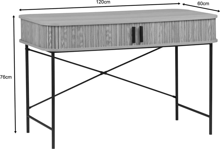 Konsolë Scandi MDF/Metal ngjyrë natyrale me këmbë metalike të zeza 120x60x76.5cm
