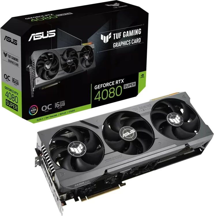 Kartelë grafike ASUS TUF Gaming TUF-RTX4080S-O16G-GAMING, GeForce RTX 4080 SUPER, 16 GB, GDDR6X, e zezë Kartelë grafike ASUS TUF Gaming TUF-RTX4080S-O16G-GAMING, GeForce RTX 4080 SUPER, 16 GB, GDDR6X, e zezë