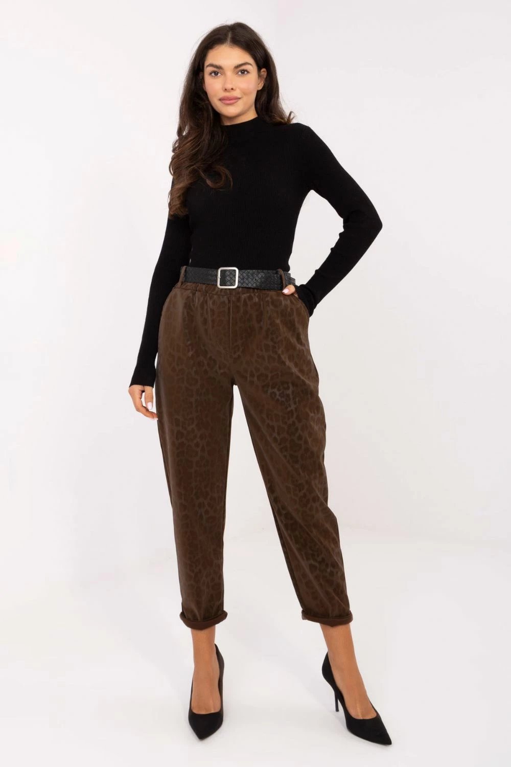 Pantallona femra Italy Moda 218444, kafe