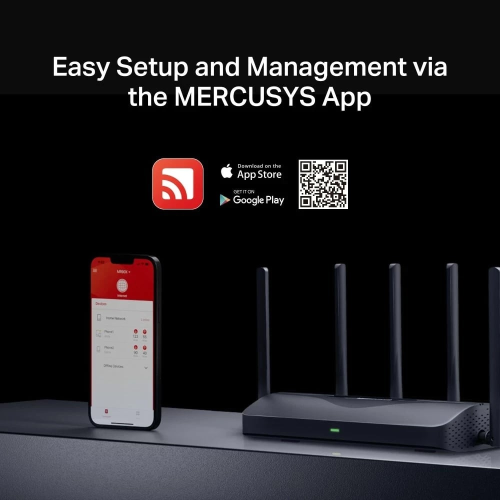 Router Mercusys BE9300 Tri-Band Wi-Fi 7, i zi