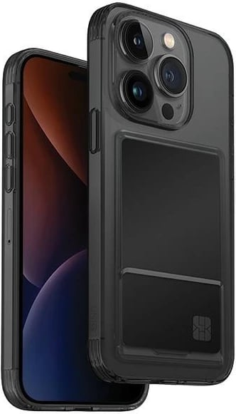 Mbështjellës UNIQ Air Fender ID Cardslot për iPhone 15 Pro Max, gri