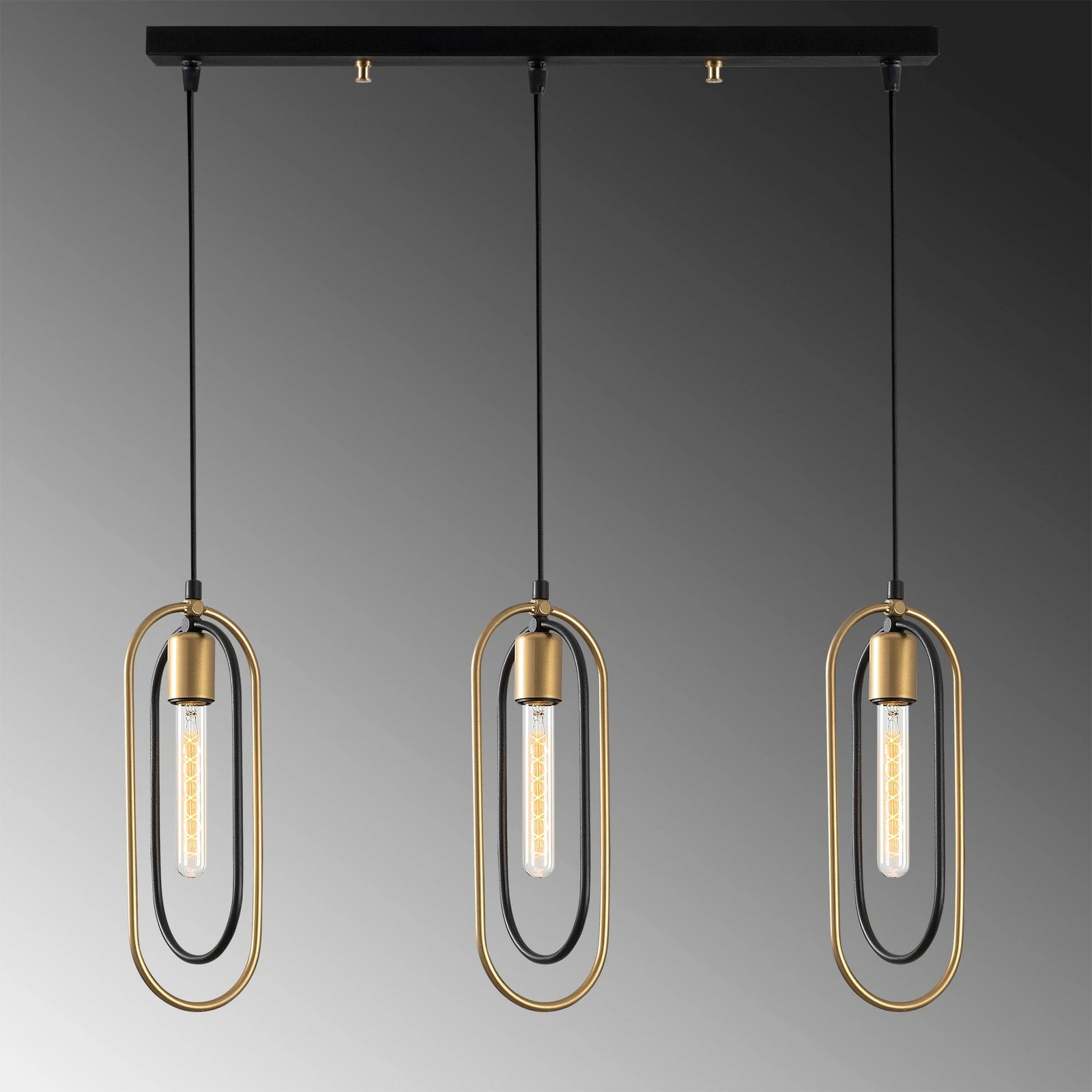 Llambë tavani Opviq, Cerco - 2031, e zezë dhe ari, lartësi e rregullueshme, 64x8cm