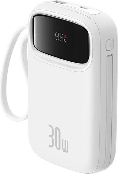 Powerbank Baseus QPow 2, 10000mAh, 30W, e bardhë