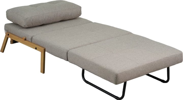 Poltronë-krevat Fancy, material stof, ngjyrë bezhë, këmbë natyrale, 95x98x70cm