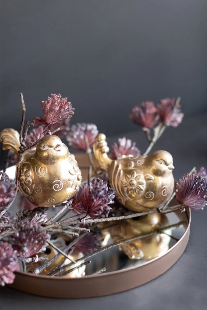 Statujë dekorative zog, ngjyrë ari, 15x10x11cm