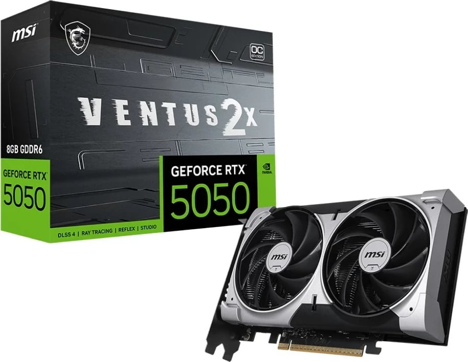 Kartelë grafike MSI GeForce RTX 5050 8G VENTUS 2X OC, 8 GB GDDR6, Argjend
