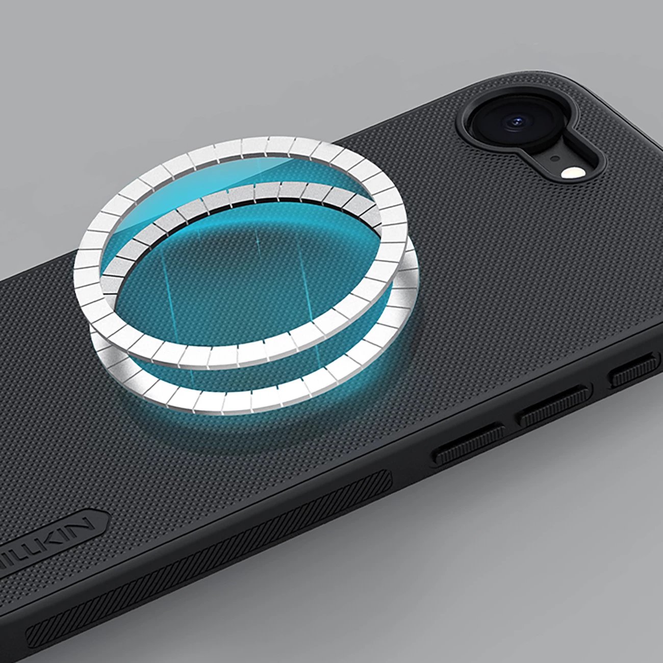 Mbështjellës Nillkin Super Frosted Shield Pro Magnetic për iPhone 16e, i zi
