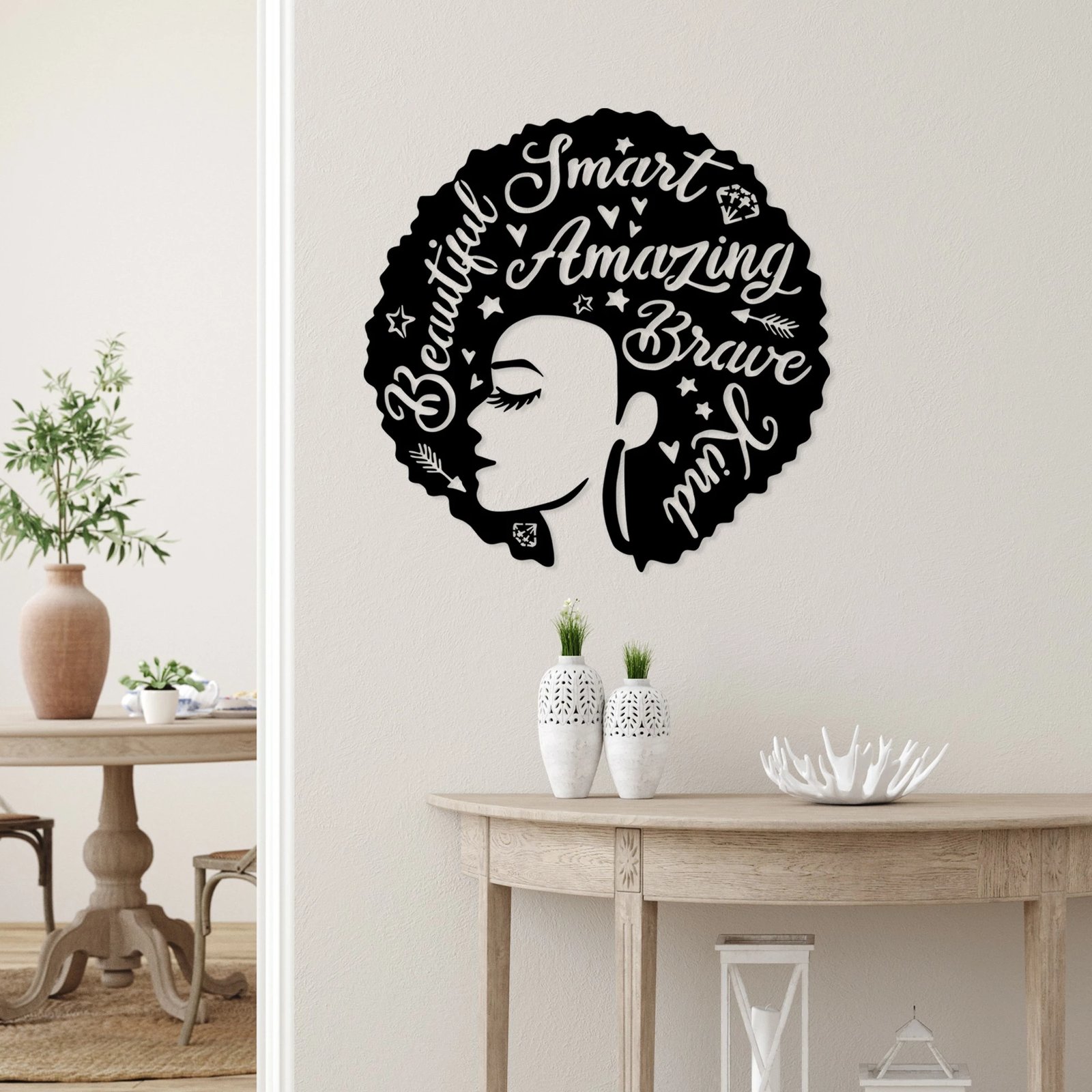 Aksesor dekorativ metalik për mur, Wallity, grua 1