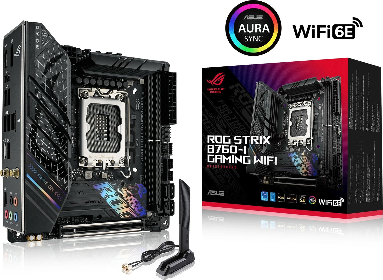 Pllakë amë ASUS ROG STRIX B760-I GAMING WIFI, Intel, LGA 1700, DDR5-SDRAM, 64 GB