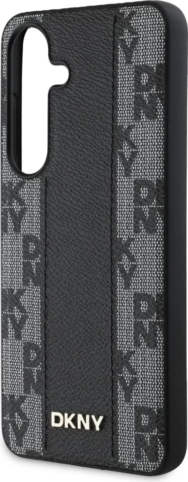 Mbështjellës DKNY për Samsung Galaxy S25, me MagSafe, Lëkurë, Checkered Pattern, Zi