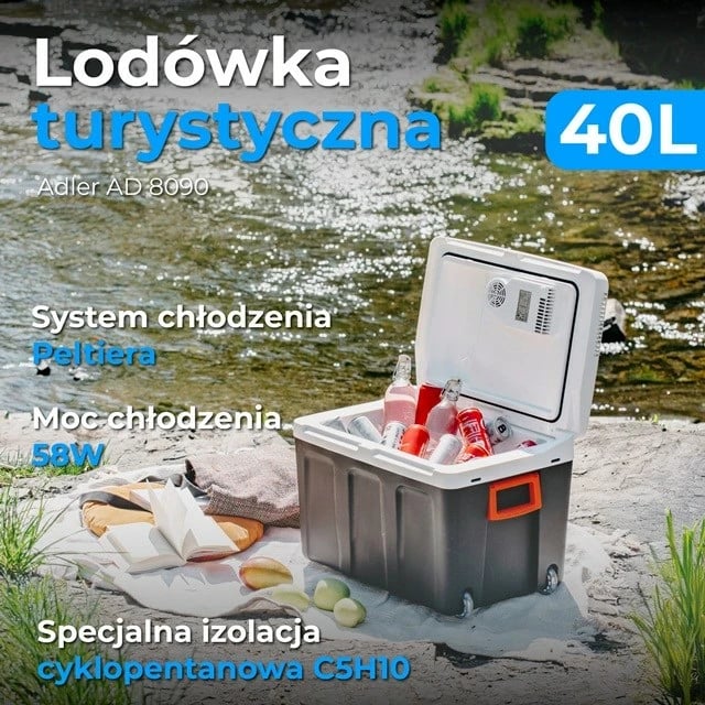 Ftohës portativ Adler AD 8090, 40 L, zi/bardhë