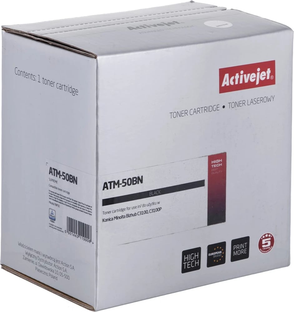 Toner zëvendësues Activejet ATM-50BN për printer Konica Minolta, i zi