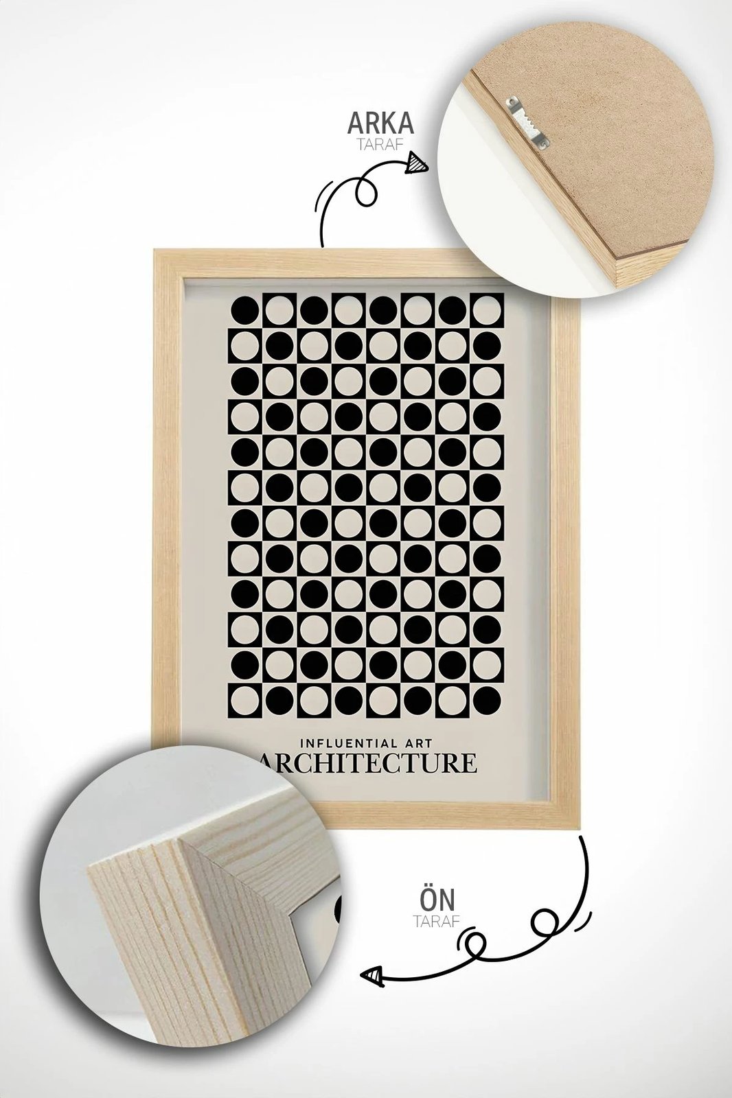 Set pikturash dekorative me kornizë, 3 copë, Wallity, Artvmodel35-Ahsap