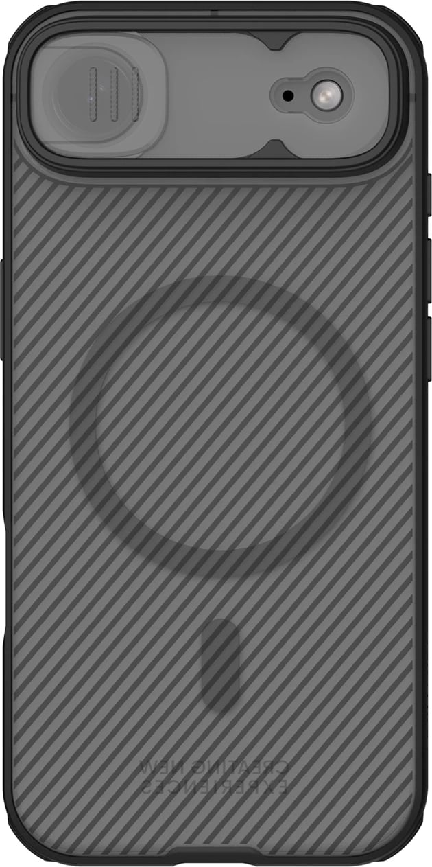 Mbështjellës Nillkin CamShield Pro për iPhone 17 Air, MagSafe, PC+TPU, gjysmë-transparent mat, e zezë transparente