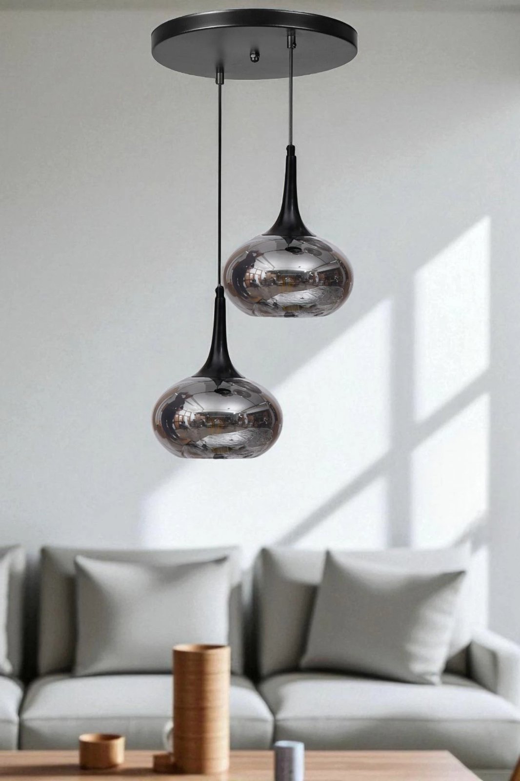 Llambë tavani Opviq, 9049-2, metal dhe xham, gri/zi