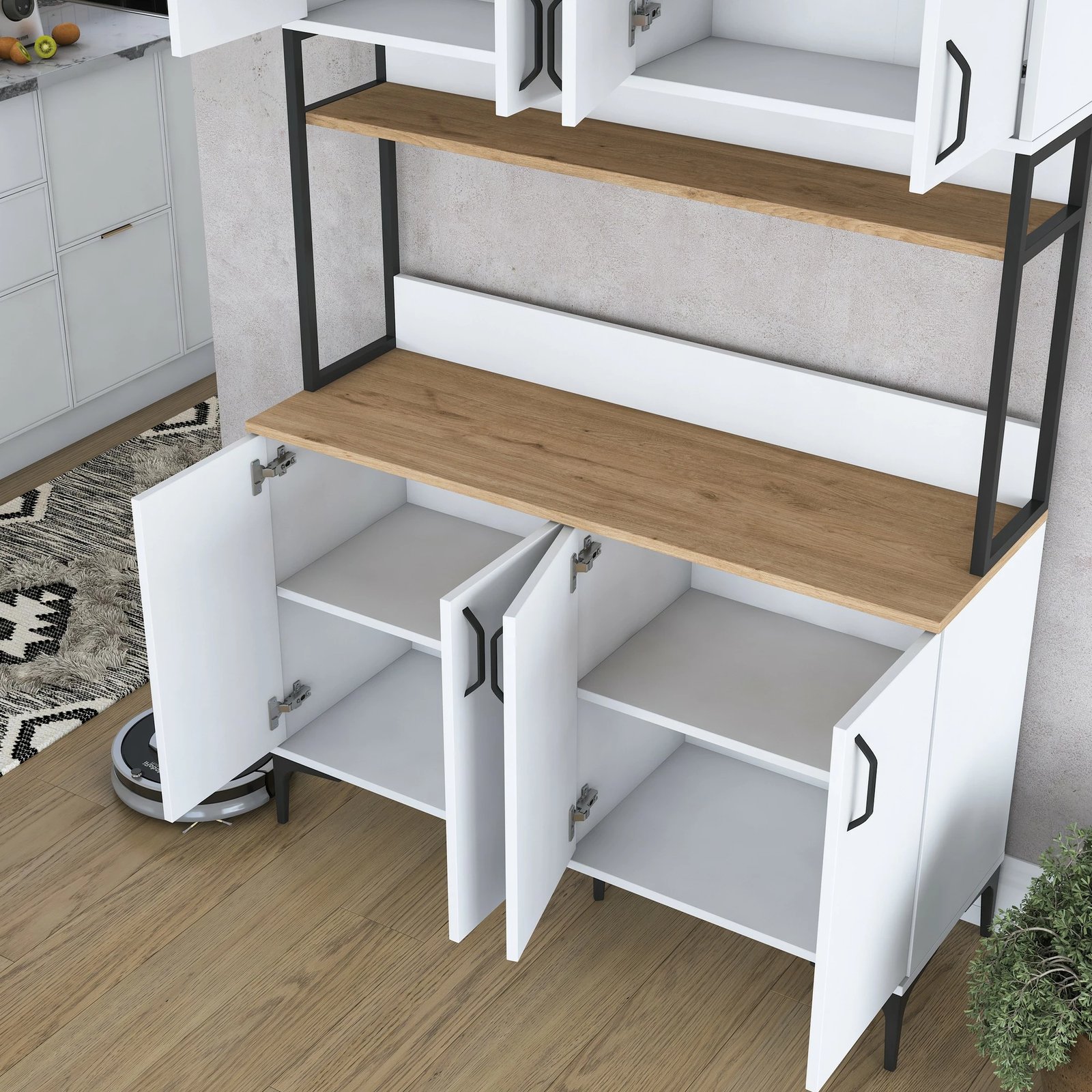 Dollap shumëfunksional Skye Decor, ngjyrë arre dhe e bardhë, JE173 - 3399