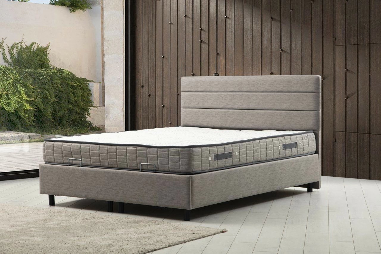 Set dyshek dopio, bazë dhe shtrat, Skye Decor, Motya, 160x200, ngjyrë gri e çelët
