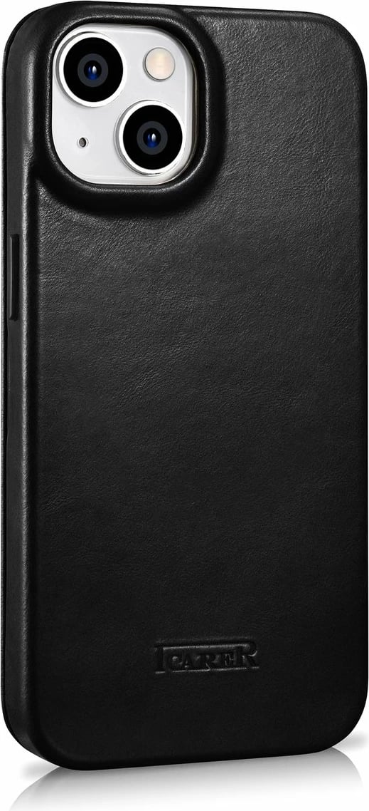 Mbështjellës iCarer Oil Wax Premium Leather Folio për iPhone 14 Plus, MagSafe, i zi