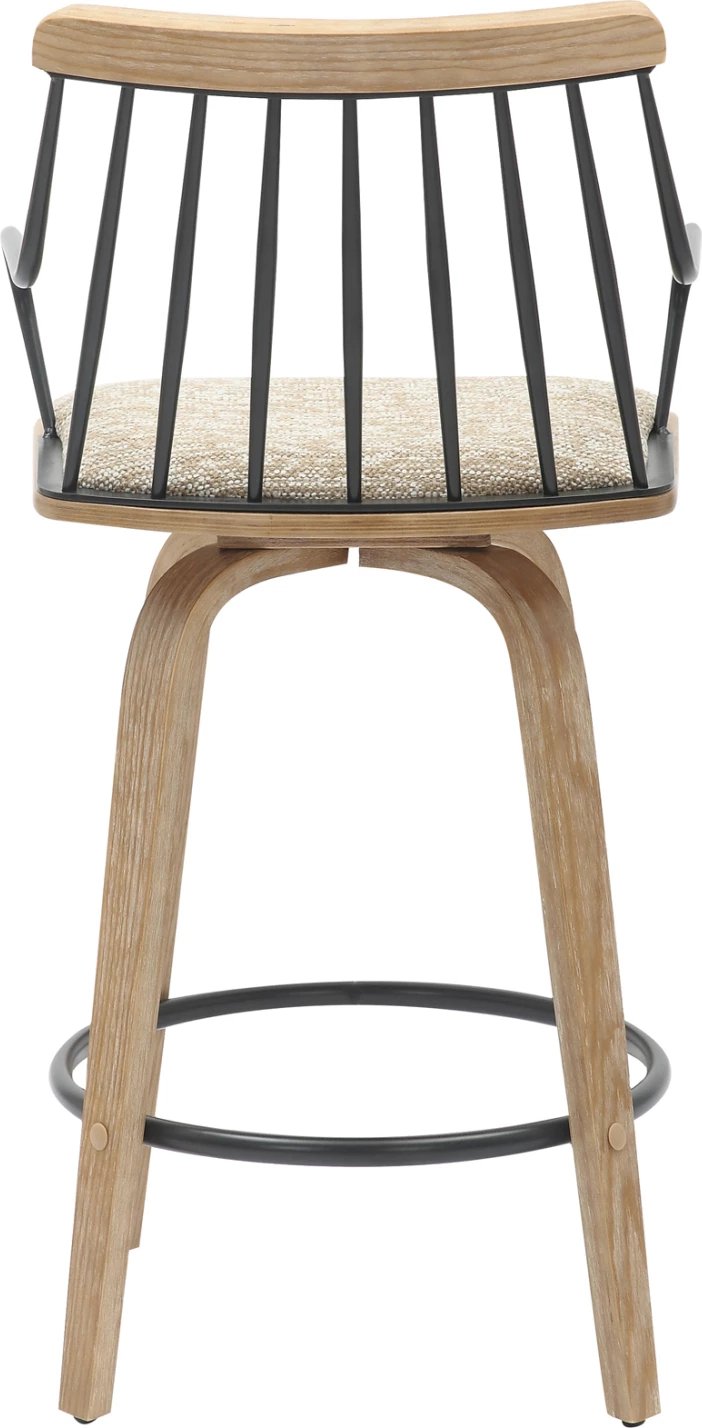 Karrige për bar JUDI FH9985.01, dru i përpunuar ngjyrë e bardhë e zbehtë-metal i zi-pëlhurë bezhë, 48x52x92H cm