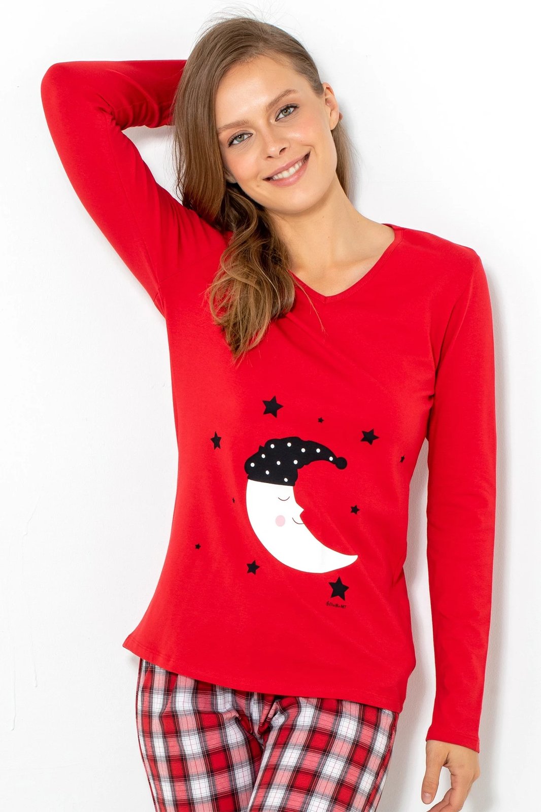Set pizhamash për gra, ngjyrë e kuqe, Jumeon, 002-000537