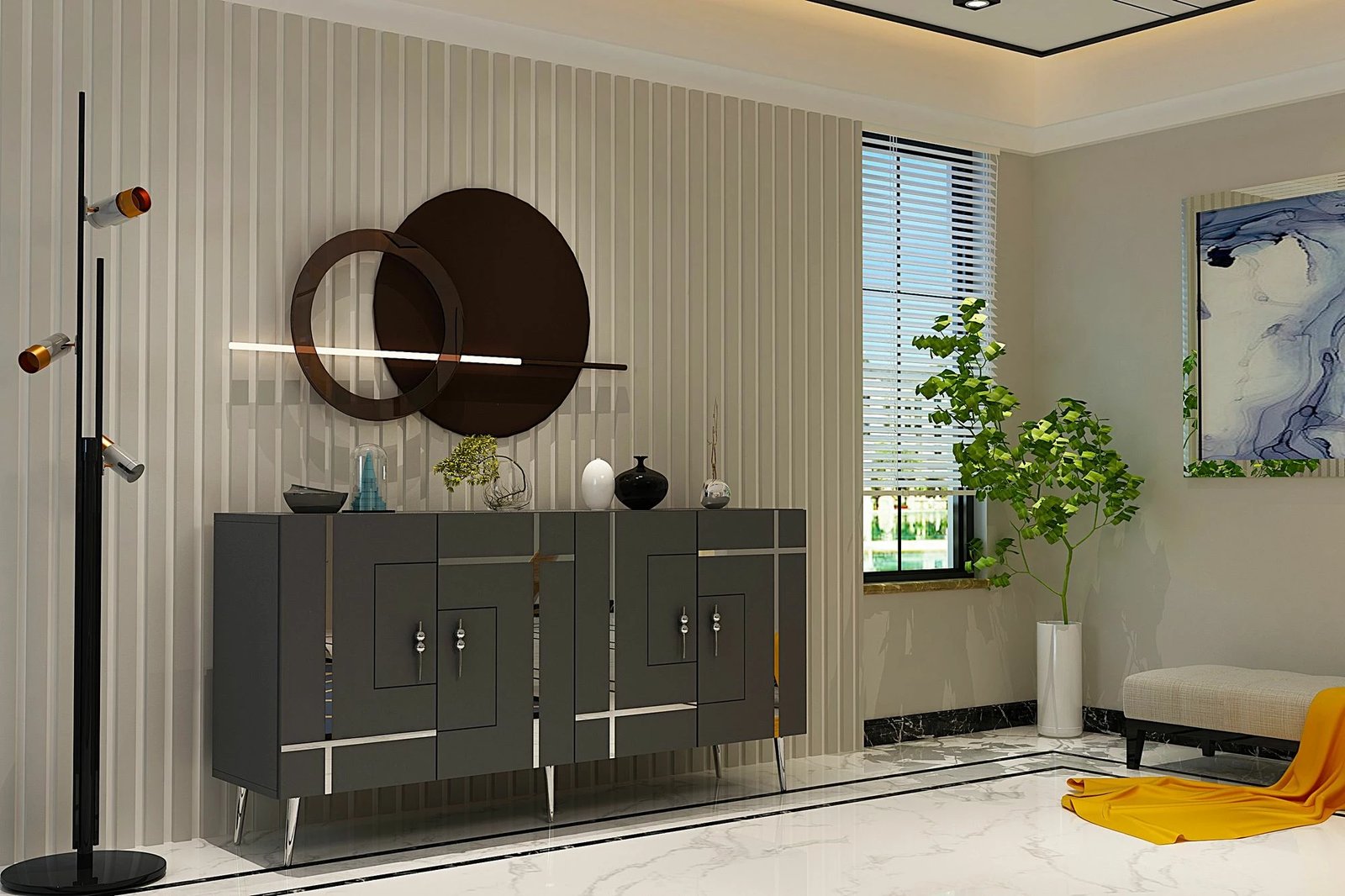 Konsol Skye Decor, Line KB150, antracit, argjend