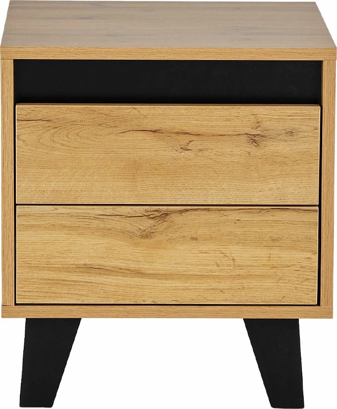 Komodinë Arabica me 2 sirtarë, ngjyrë sonoma dhe e zezë, 40x38x45cm