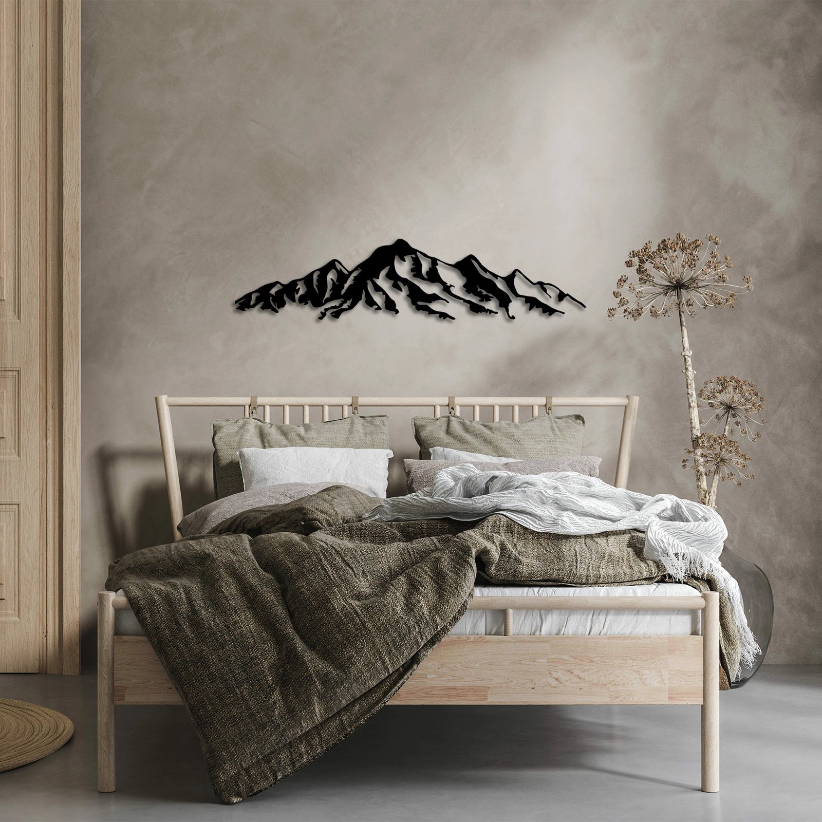 Aksesor dekorativ muri prej metali, Wallity, mal, i zi, 16x68cm