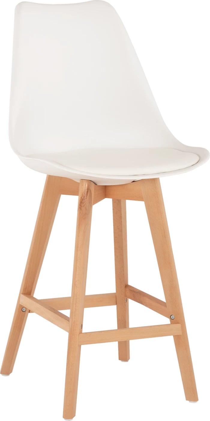 Karrige për bar VEGAS FH8000.21, lartësi mesatare, polipropilenë e bardhë, dru ahu natyral, 47x58x103H cm, set prej 4 copash