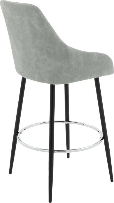 Karrige për bar Cody, këmbë metalike të zeza, material stof, ngjyrë gri e çelët antike