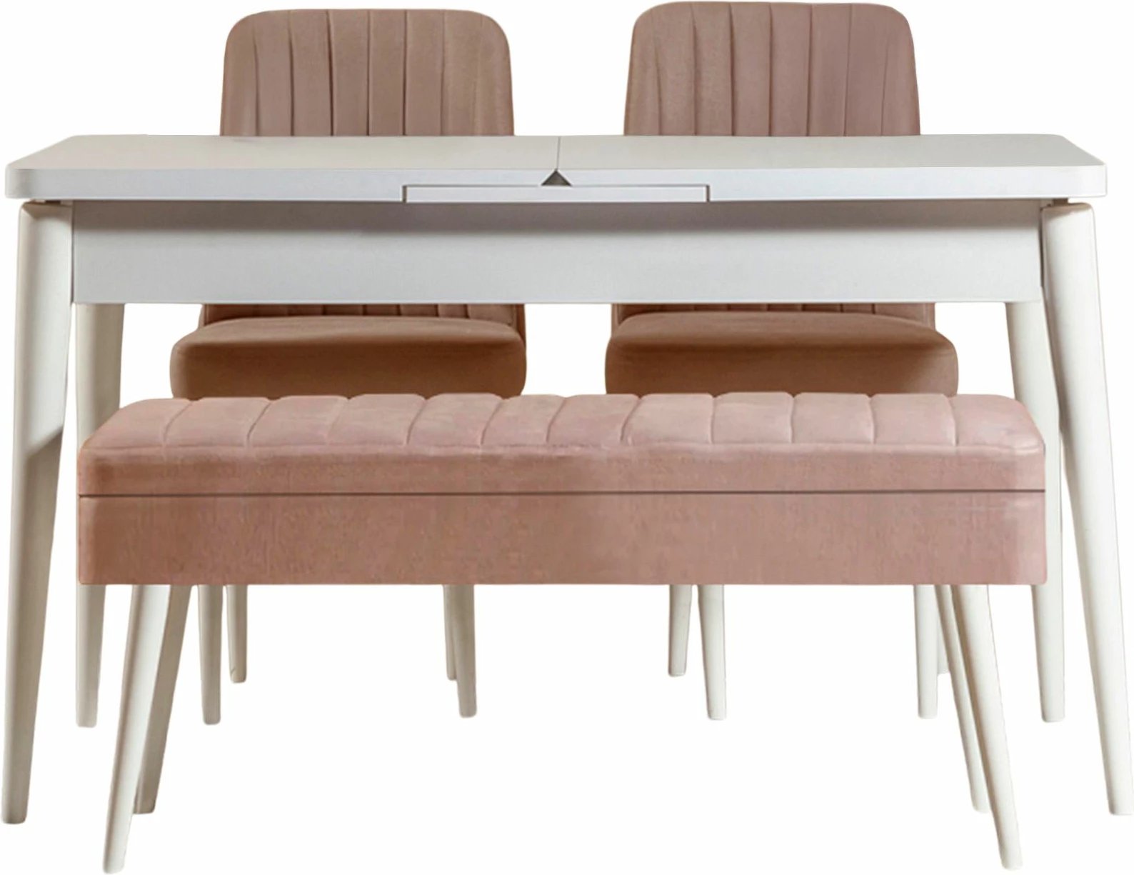 Set tavoline me karrige të zgjatshme për ngrënie (4 copë), Skye Decor, Vina 0900 - 3, e bardhë, stone