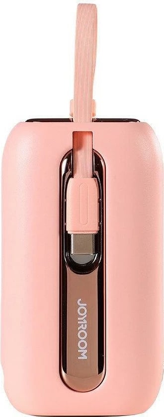 Powerbank Joyroom JR-L012, 10000mAh, 22.5W, me 2 kabllo të integruara USB-C dhe Lightning, Rozë
